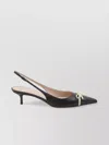 Valentino Bepointy 45 Bow-embellished Leather Slingback Pumps In Neutral