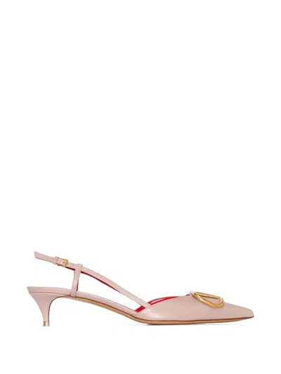 Valentino Garavani Vlogo Signature Calfskin Slingback Pump 40mm Woman Poudre 39 In Pink