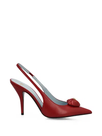 Valentino Garavani Vlogo Signature Slingback Pumps In Burgundy