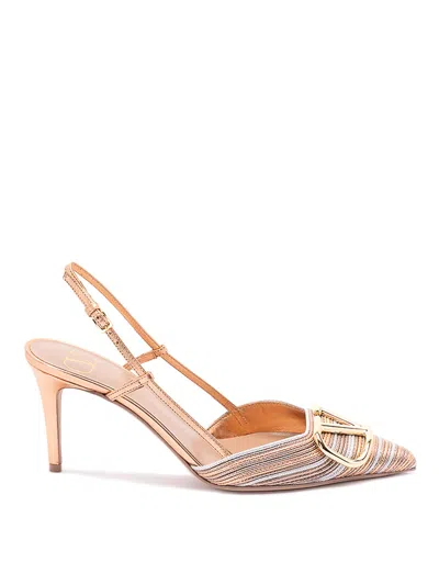Valentino Garavani 80mm Vlogo Signature Metallic Slingback Pumps With Cornely Embroidery In Multi