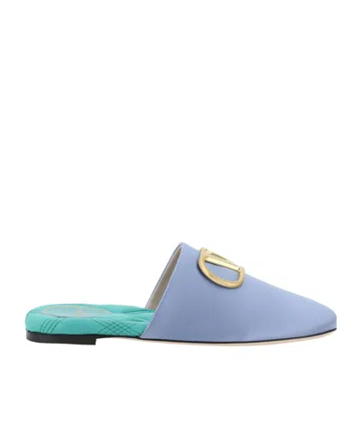Valentino Garavani Valentino Vlogo Signature Slip-on Sandals In Blue