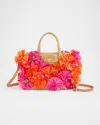 Valentino Borsa Shopping Vlogo Signature In Rafia Decorata  Donna In Naturale Rosso