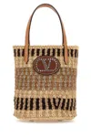 Valentino Raffia Bucket Bag Featuring Dual Handles In Multi