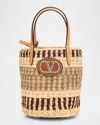 Valentino Vlogo Signature Small Crochet Bucket Bag In Brown