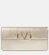 Valentino Vlogo Signature Small Leather Wallet On Chain In Gold