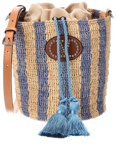 Valentino Garavani Valentino Vlogo Signature Small Raffia Bucket Bag In Multi