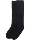 Valentino Mohair Knee-high Ribbed Socks In Black