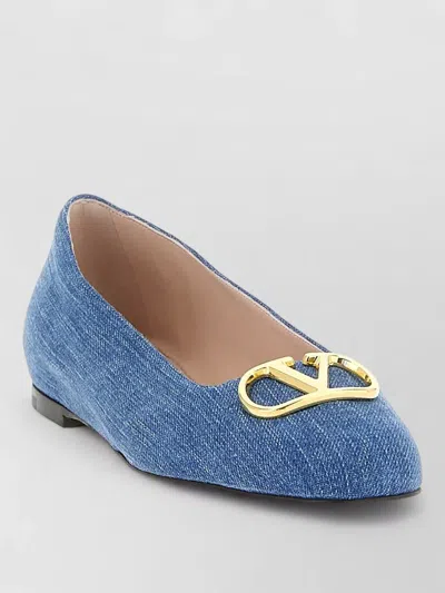 Valentino Garavani Vlogo Signature Square Toe Ballet Flats In Blue