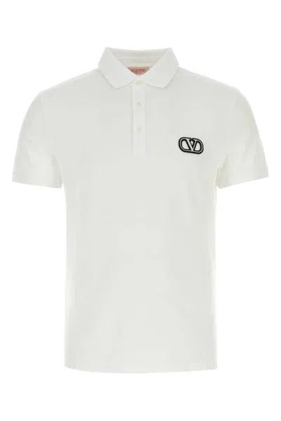 Valentino Vlogo Signature Straight Hem Polo Shirt In White