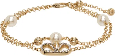 Valentino Garavani Vlogo Signature Strass Bracelet In Gold
