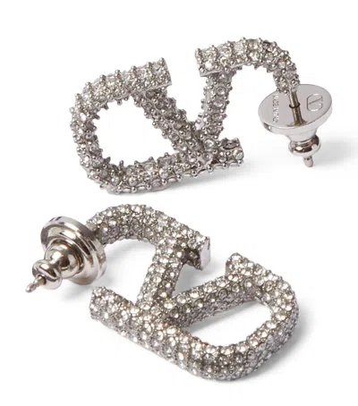 Valentino Garavani Vlogo Signature Strass Earrings In Metallic