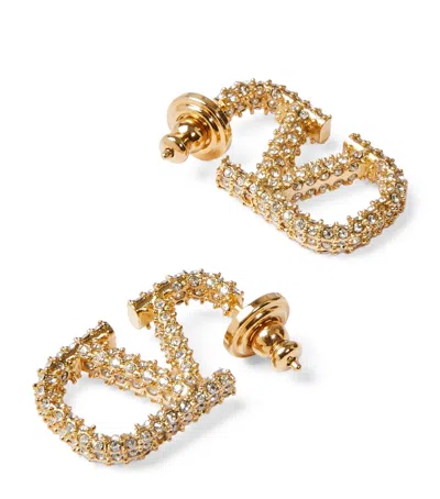 Valentino Garavani Vlogo Signature Strass Hoop Earrings In Gold