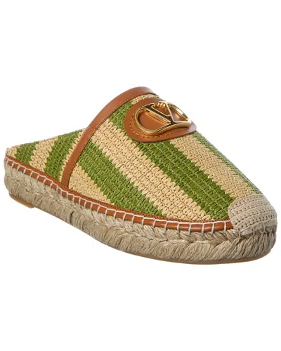 Valentino Garavani Valentino Vlogo Signature Straw & Leather Mule In Multi