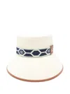 Valentino Embroidered Band Straw Bucket Hat In White