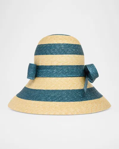 Valentino Garavani Vlogo Signature Straw Cloche Hat In Gold