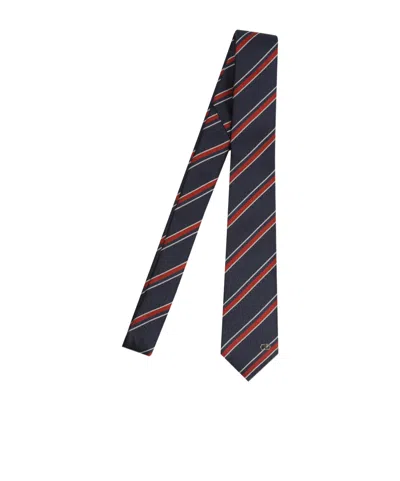 Valentino Garavani Valentino Vlogo Signature Striped Tie In Blue