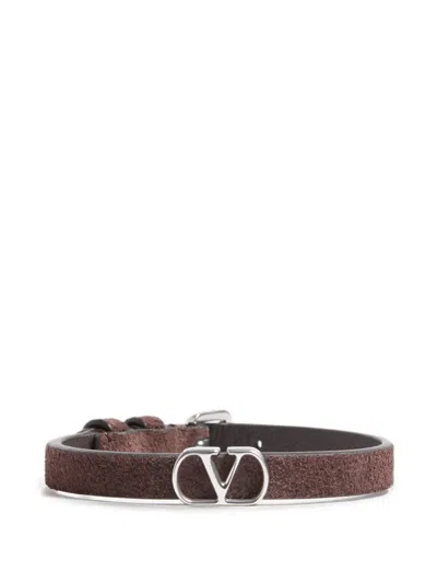 Valentino Garavani Vlogo Signature Suede Bracelet In Brown
