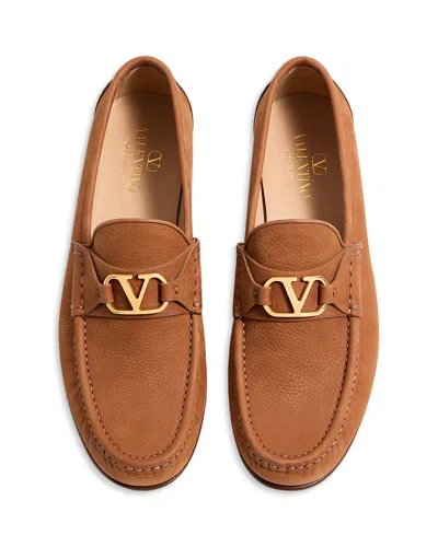 Valentino Garavani Vlogo Signature Suede Loafers In Brown