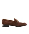 Valentino Vlogo Gate Embellished Suede Loafers In Brown