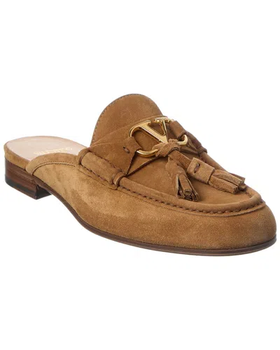 Valentino Garavani Valentino Vlogo Signature Suede Mule In Brown