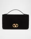 Valentino Vlogo Signature Suede Wallet With Chain Strap