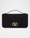 Valentino Garavani Vlogo Signature Suede Wallet With Chain Strap