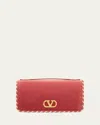 Valentino Vlogo Signature Suede Wallet With Chain Strap In Red