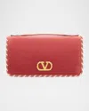 Valentino Vlogo Signature Suede Wallet With Chain Strap In Pink