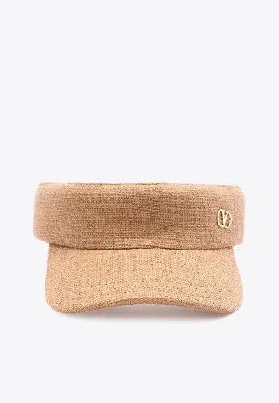 Valentino Garavani Vlogo Signature Sun Visor In Beige