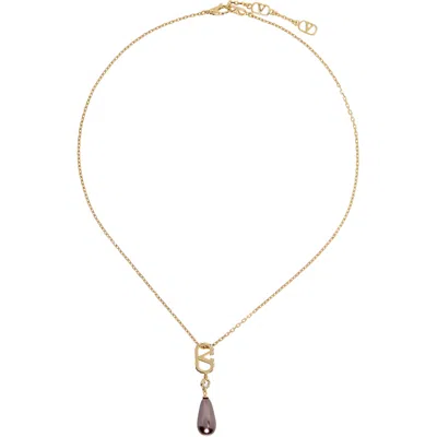 Valentino Garavani Vlogo Signature Swarovski Crystals & Glass Drops Necklace