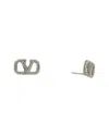 Valentino Vlogo Signature Swarovski Earrings In Gray