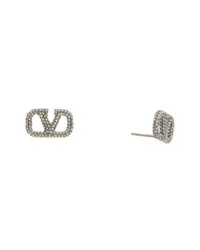 Valentino Garavani Valentino Vlogo Signature Swarovski Earrings In Gray