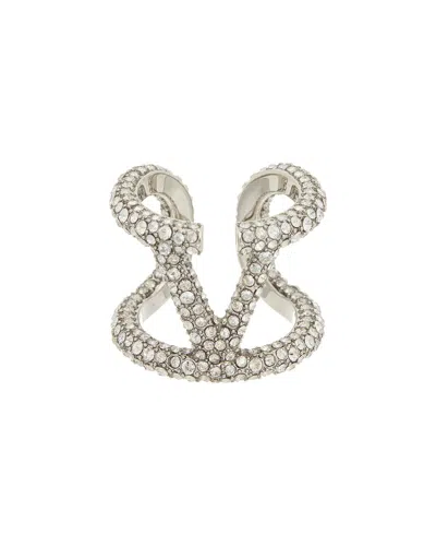 Valentino Garavani Valentino Vlogo Signature Swarovski Ring In Metallic