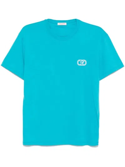 Valentino Garavani Cotton Logo T-shirt In Blue