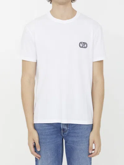 Valentino Vlogo-embroidered T-shirt In White