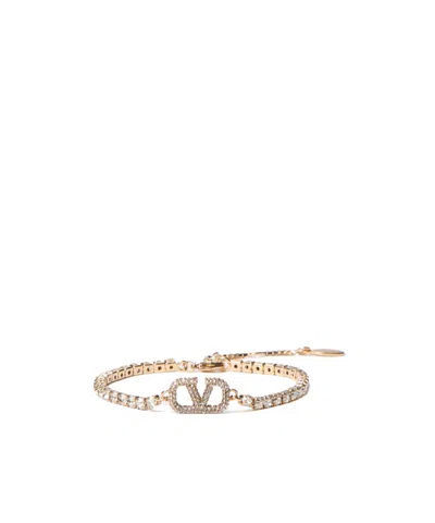 Valentino Garavani Vlogo Signature Tennis-chain Bracelet In Yellow