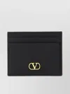 Valentino Vlogo Signature Card Holder In Garnet Calfskin In Black