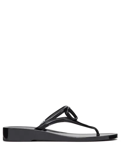 Valentino Garavani Woman Thong Sandal Black Size 8 Synthetic Fibers