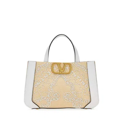 Valentino Garavani Women's Bead Embellished Logo Top Handle Bag In Neutrals