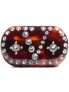 Valentino Garavani Tortoiseshell Green Hair Clip With Crystals And Gold Details Women In Brown