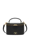 Valentino Garavani Vlogo Signature Mini Vanity Bag In Grainy Calfskin Woman Black Uni In Black