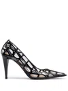 Valentino Toile Iconographe Pump In Polymer And Patent Material 90mm In Black