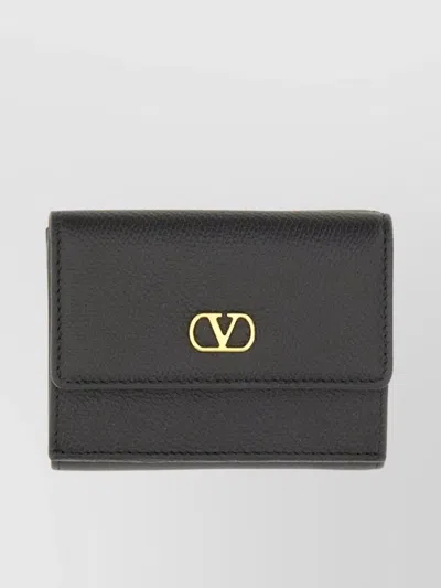 Valentino Garavani "vlogo Signature" Trifold Wallet In Black