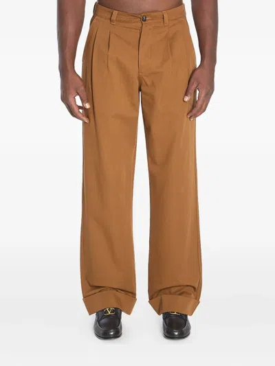 Valentino Logo Embroidered Straight-leg Pants In Multi