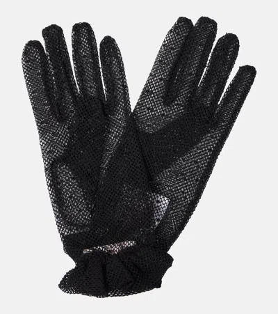 Valentino Garavani Vlogo Signature Tulle Gloves In Black