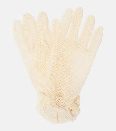 Valentino Garavani Vlogo Signature Tulle Gloves In Neutral
