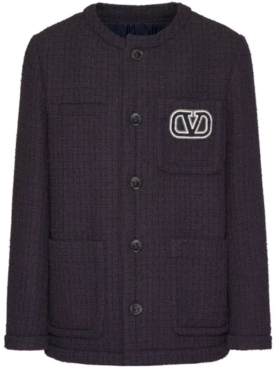 Valentino Vlogo Signature Tweed Jacket In Blue