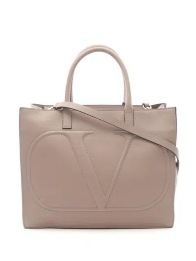Pre-owned Valentino Garavani Vlogo Signature Two-way Handbag In Neutral