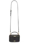 Valentino Garavani Vlogo Signature Mini Vanity Bag In Grainy Calfskin Woman Black Uni In Black