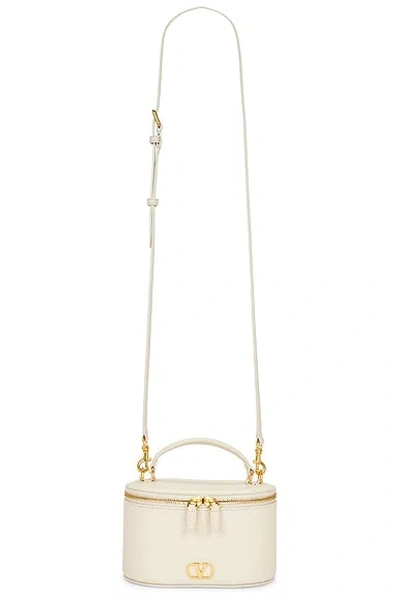 Valentino Garavani Vlogo Signature Mini Vanity Bag In Ivory Grained Calfskin In White